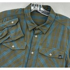 Berghaus Shirt Mens Large Green Plaid Button Up Tartan Workwear Outdoor